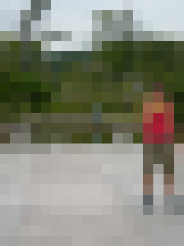 Robin rollerblading beside a pond in winter 2006