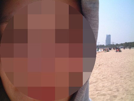 Joa on Haeundae beach in Busan in 2004